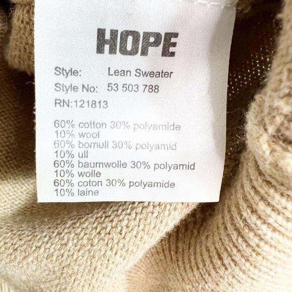 HOPE Ringstrand Lean Sweater Womens 12 Tan Knit Turtleneck Tan Oversized 42 - Picture 3 of 6